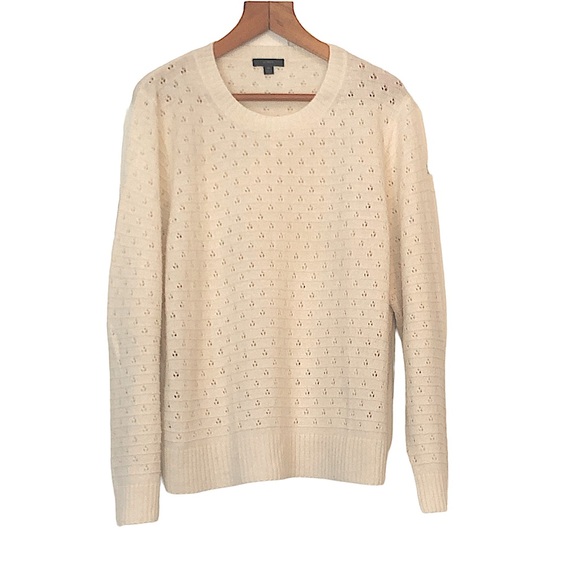 J. Crew Ivory Pointelle Crewneck Sweater - Picture 2 of 13